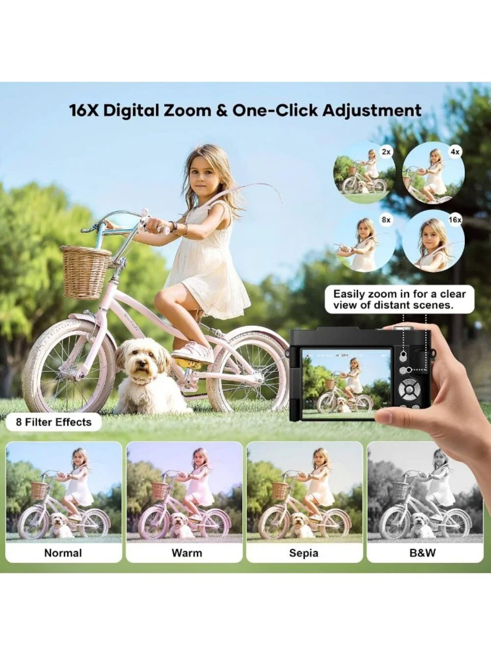 50MP Compact 4K Digital Camera with Auto-Focus, 180° Flip Screen & 16X Zoom